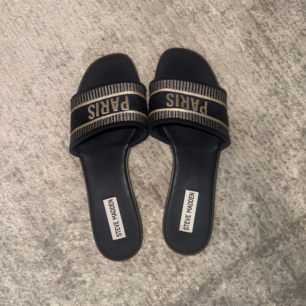 Steve Madden Navy Slide Sandals